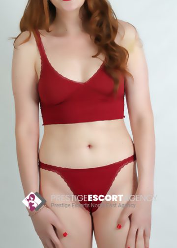 Woman in red lingerie set