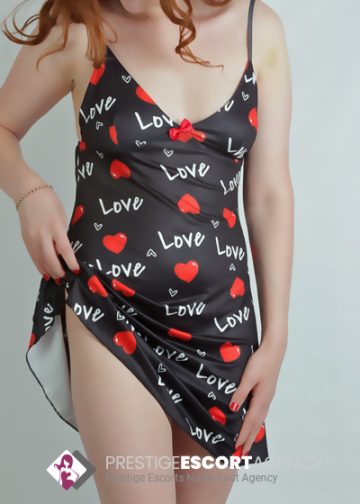 Woman in love print dress