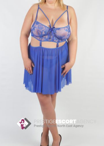 Woman in blue lingerie from North East agency